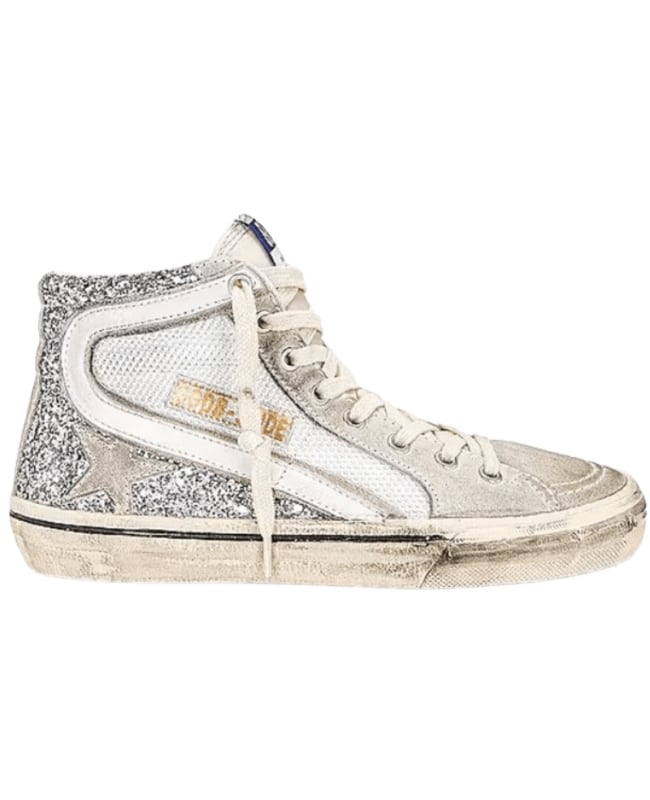 Golden Goose Slide Silver Glitter Women's Sneakers GWF00116.F004148.60404-40 - Size 40 GWF00116.F004148.60404