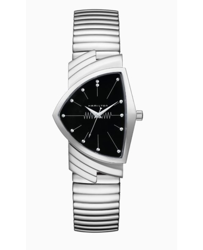 Hamilton Ventura Quartz Asymmetric Black Dial  Unisex Watch