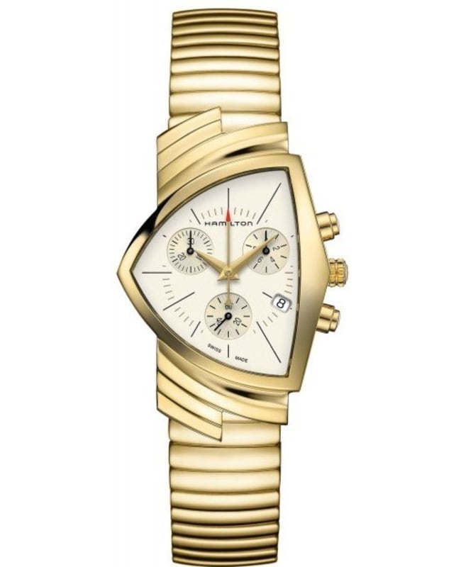 Hamilton Ventura Chrono Quartz White Dial Yellow Gold Plated Men’s Watch