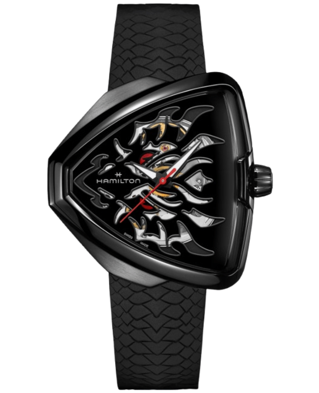 Hamilton Ventura Elvis80 Auto Black Dragon Dial Rubber Strap Men's Watch H24535332