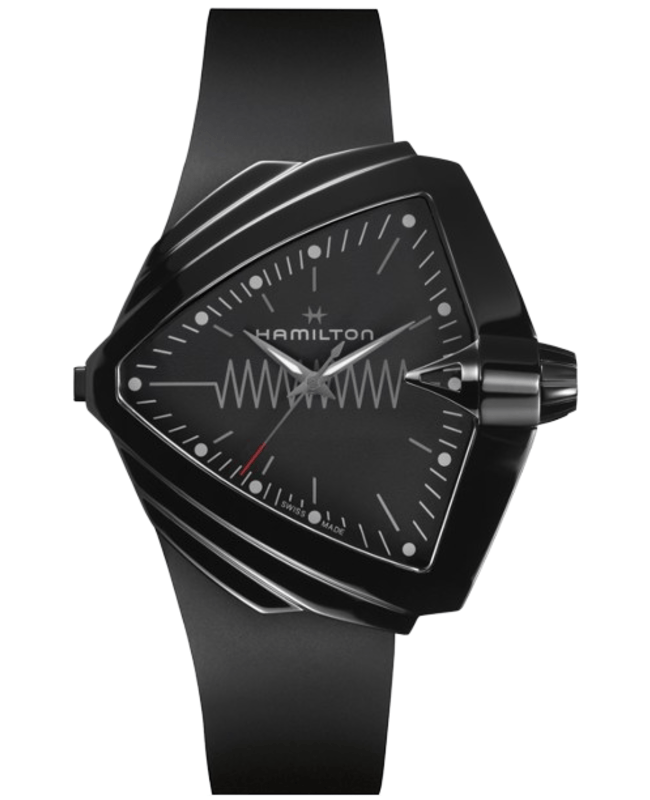 Hamilton Ventura XXL Bright Black Dial Rubber Strap Men's Watch H24604330