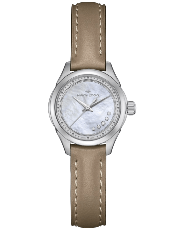 Hamilton Jazzmaster Lady Quartz Mother of Pearl Diamond Dial Leather Strap Women's Watch H32111890