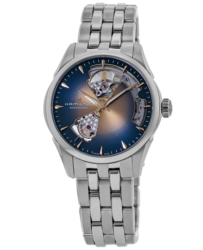 Hamilton Jazzmaster Open Heart Automatic Champagne Blue Dial Stainless Steel Women's Watch H32215101
