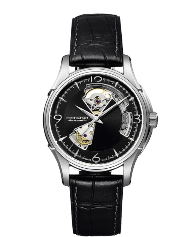 Hamilton Jazzmaster Open Heart Automatic Black Dial Leather Strap Men's Watch H32565735