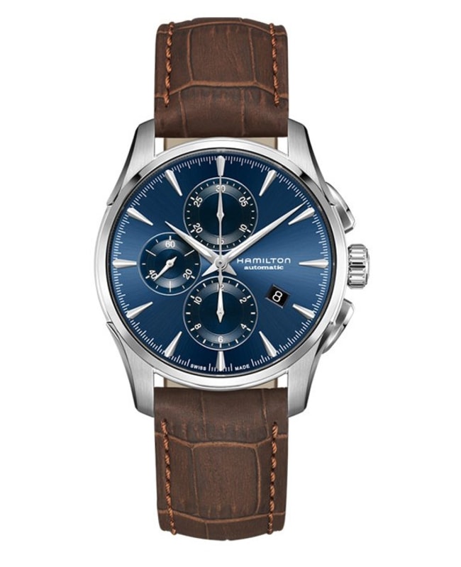 Hamilton Jazzmaster Auto Chrono Blue Dial Leather Strap Men’s Watch