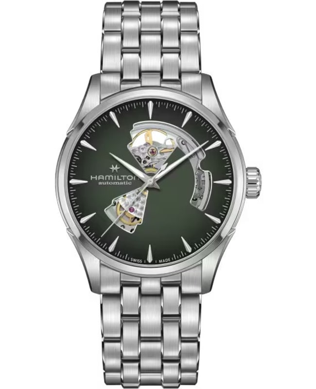 Hamilton Jazzmaster Open Heart Automatic Green Dial Stainless Steel Men's Watch H32705160