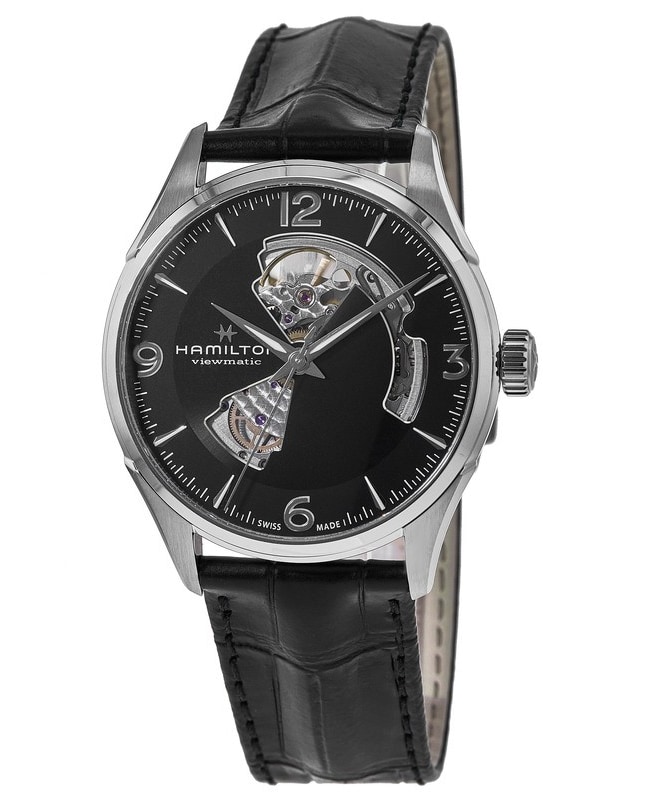 Hamilton Jazzmaster Open Heart Automatic Black Dial Leather Strap Men's Watch H32705731