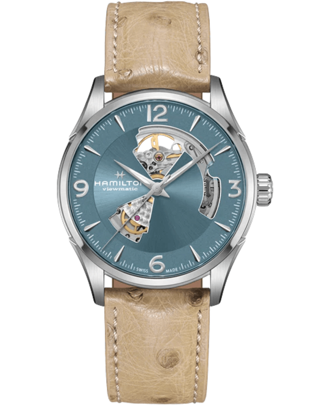 Hamilton Jazzmaster Open Heart Automatic Blue Dial Leather Strap Men's Watch H32705842