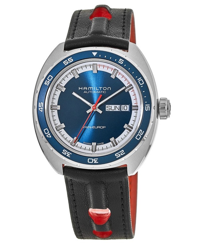 Hamilton American Classic Pan Europ Auto Blue Dial Black Leather Strap Men’s Watch