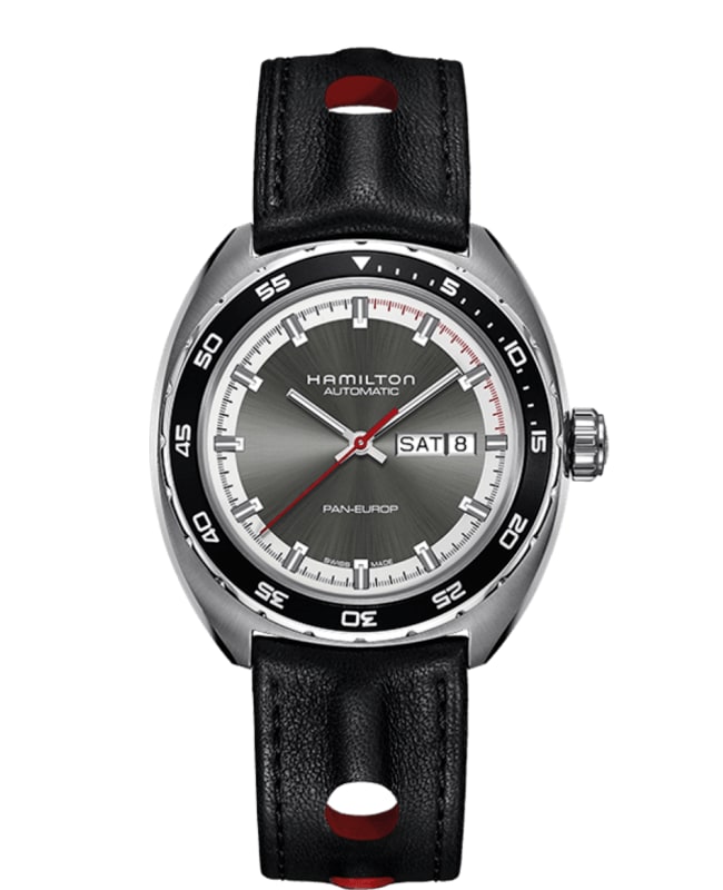 Hamilton American Classic Pan Europ Auto Grey Dial Black Leather Men’s Watch