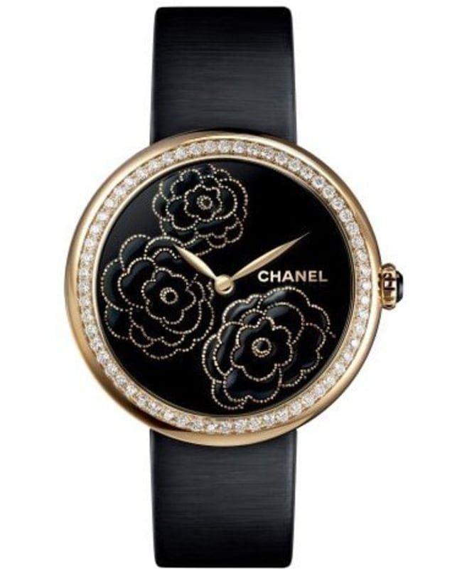 Chanel Mademoiselle Prive Black Dial Black Satin Strap Women’s Watch