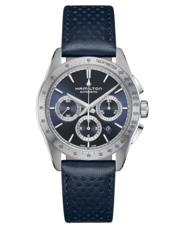 Hamilton Jazzmaster Performer Auto Chronograph Blue Dial Leather Strap Men's Watch H36616640