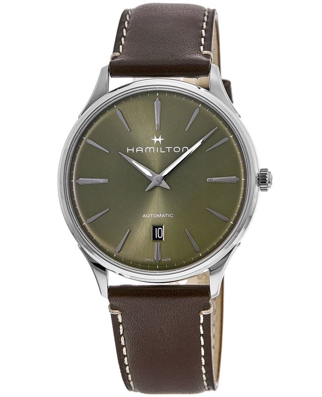 Hamilton Jazzmaster Thinline Auto Green Dial Brown Leather Strap Men’s Watch