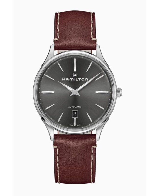 Hamilton Jazzmaster Thinline Auto Grey Dial Leather Strap Men's Watch H38525881