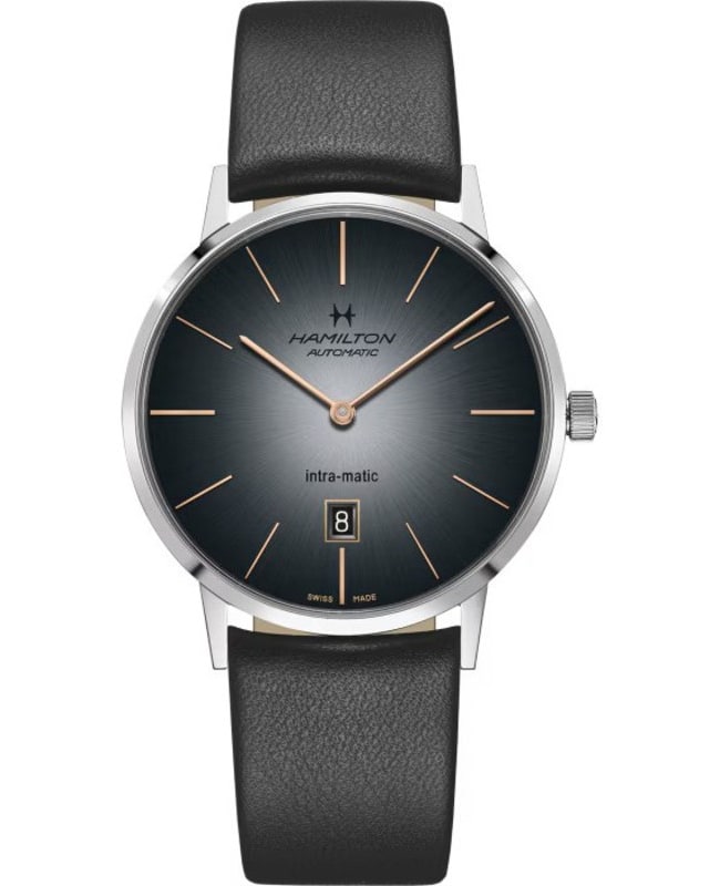 Hamilton American Classic INTRA-MATIC AUTO Grey Dial Leather Strap Men's Watch H38755781