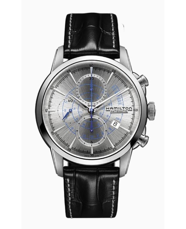 Hamilton American Classic Railroad Auto Chrono Silver Dial Leather Strap Men's Watch H40656781