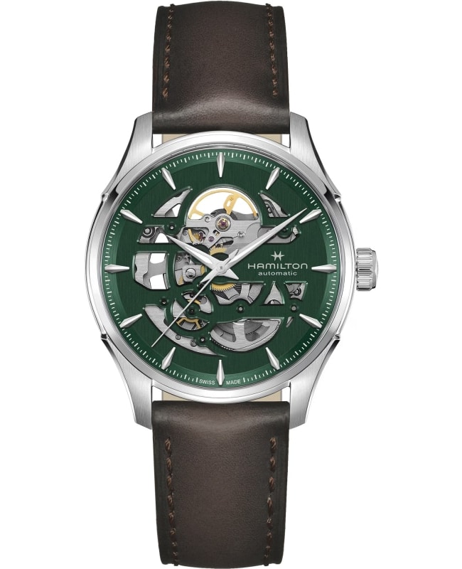 Hamilton Jazzmaster Skeleton Auto Green Dial Leather Strap Men's Watch H42535560