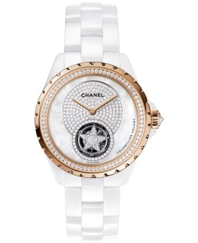 Chanel J12 Flying Tourbillon Mother of Pearl Dial White Ceramic Strap Women's Watch H4563