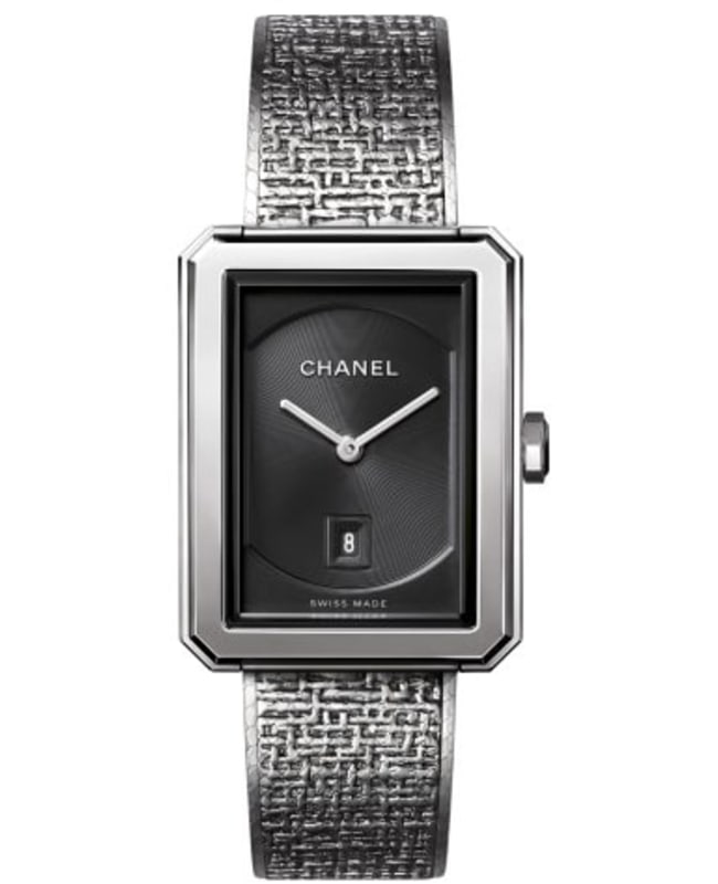 Chanel Boy-Friend Black Dial Stainless Steel Women's Watch H4878
