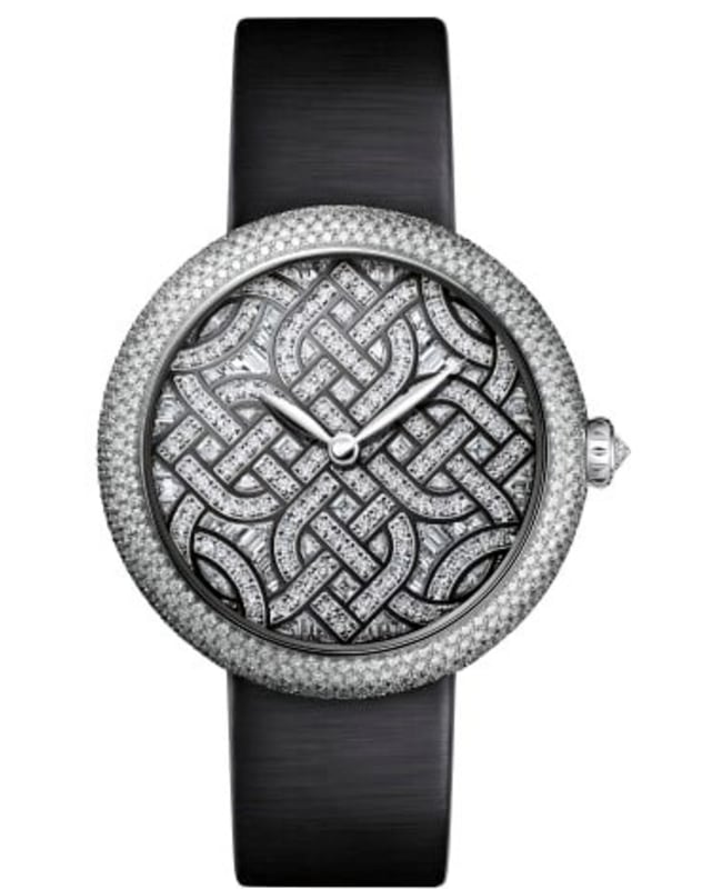 Chanel Mademoiselle Prive Limited Edition Diamond Dial Black Satin Strap Women's Watch H5429