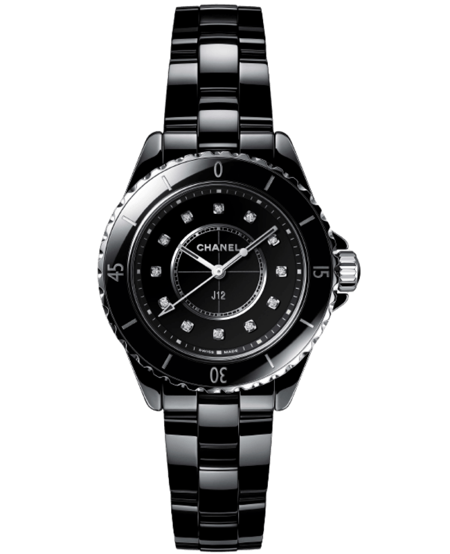 Chanel H1625 J12 Diamonds Black Ceramic Ladies Watch