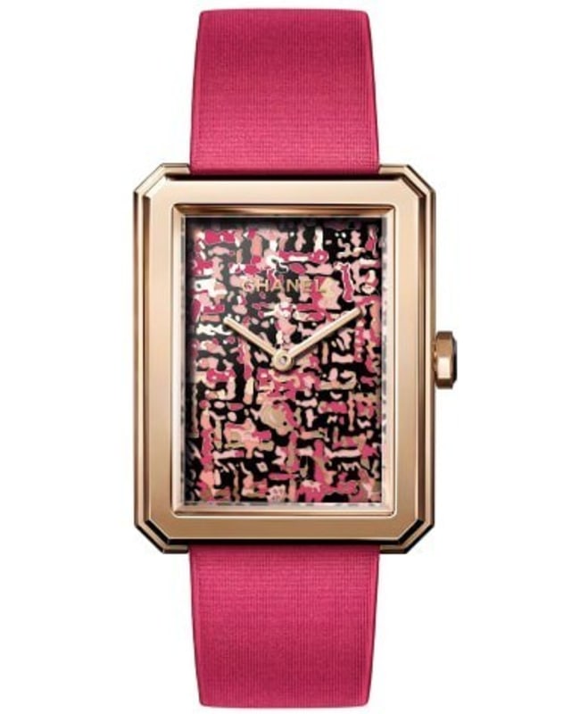 稀少 CHANEL(シャネル) BoyFriend Limited Edition Ladies Watch Chanel Boy-Friend Limited Edition Pink Dial Pink Satin Strap