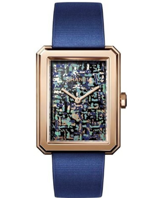 Chanel Boy-Friend Limited Edition Blue Dial Blue Satin Strap Women's Watch H6130