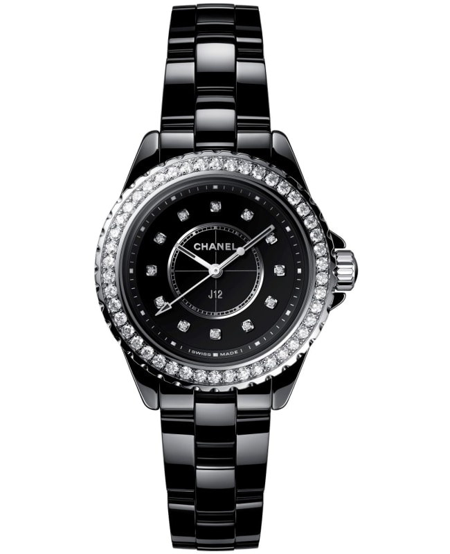 Chanel J12 Black Dial Diamond Black Ceramic Strap Women's Watch H6419