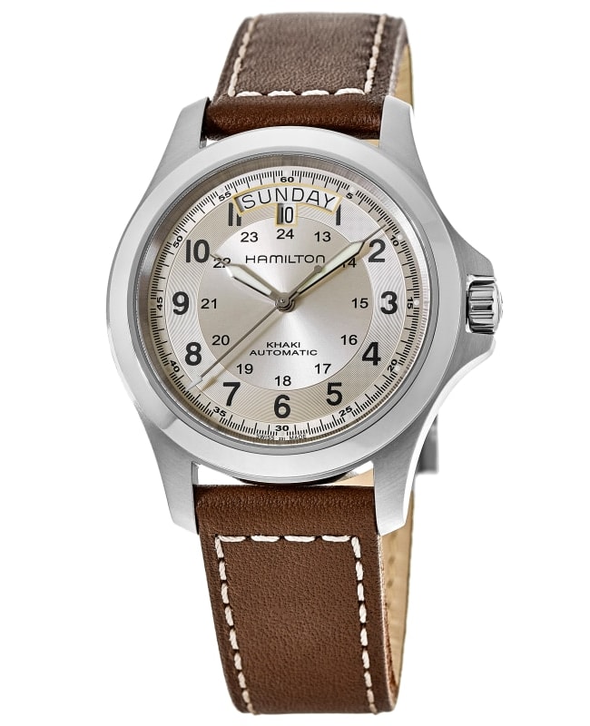 Hamilton Khaki Field King Auto Beige Dial Leather Strap Men's Watch H64455523