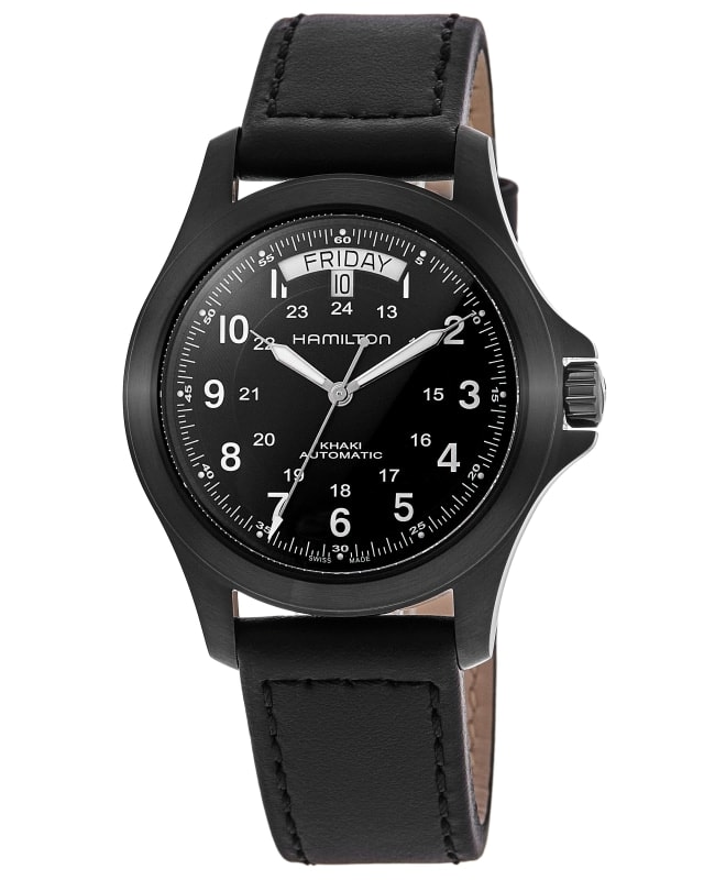 Hamilton Khaki Field King Auto Black Dial Leather Strap Men's Watch H64465733