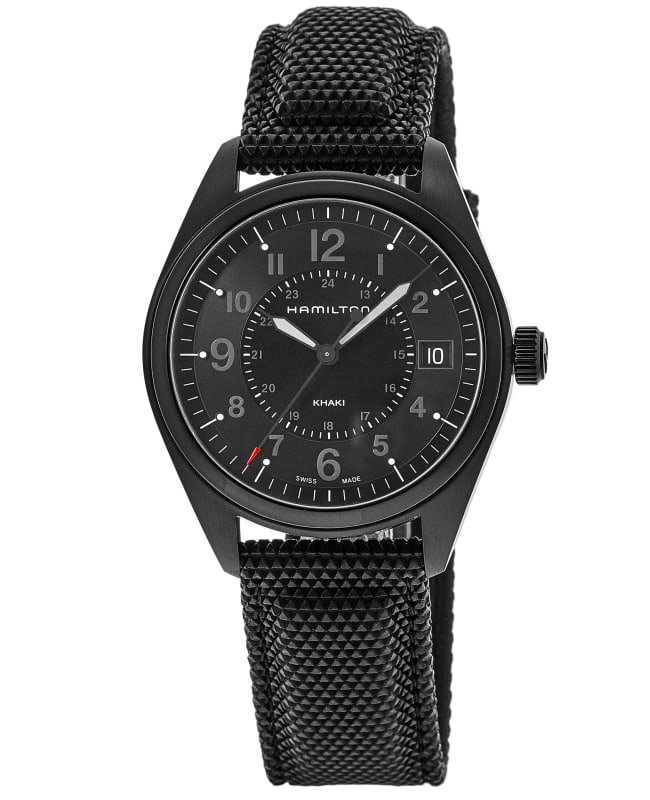 Hamilton Khaki Field Quartz Black Dial Leather Strap Men's Watch H68401735