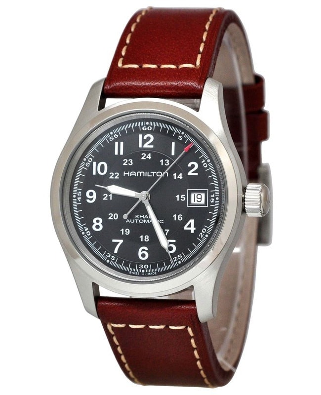 Hamilton Khaki Field Black Dial Brown Leather Strap Men’s Watch