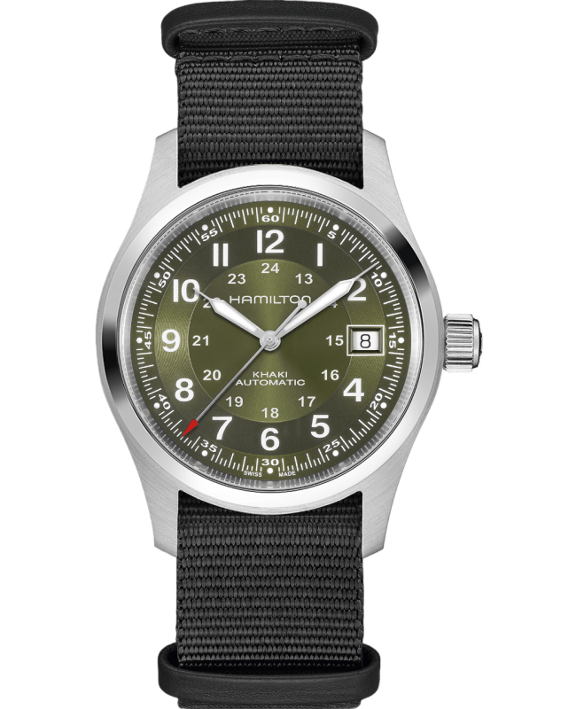 Hamilton Khaki Field Auto 38MM Green Dial Fabric Strap Men's Watch H70455960