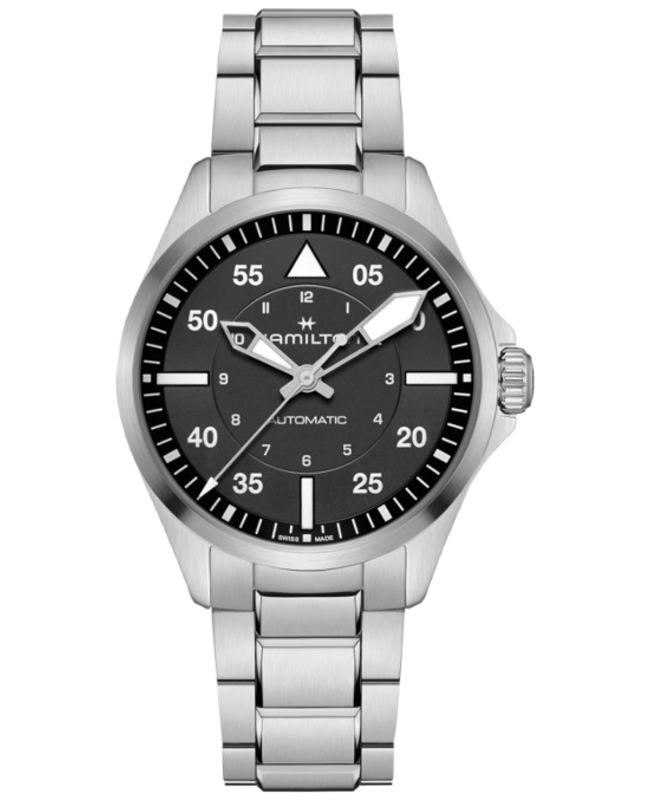 Hamilton Khaki Aviation Pilot Auto 39mm Black Dial Steel Men's Watch H76305130