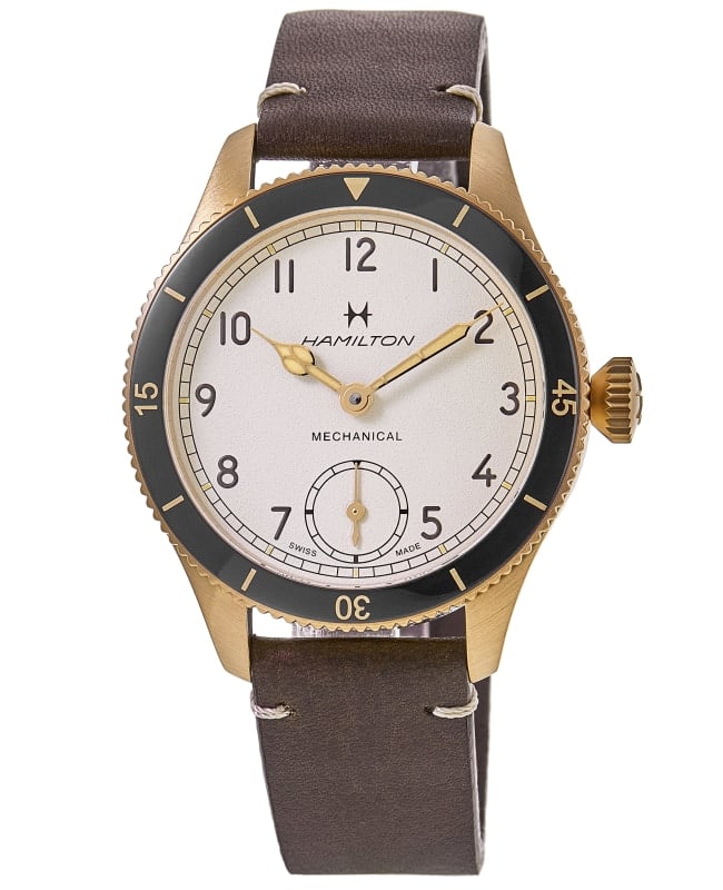 Hamilton Khaki Aviation Pilot Pioneer Mechanical White Dial Leather Strap Men's Watch H76709510