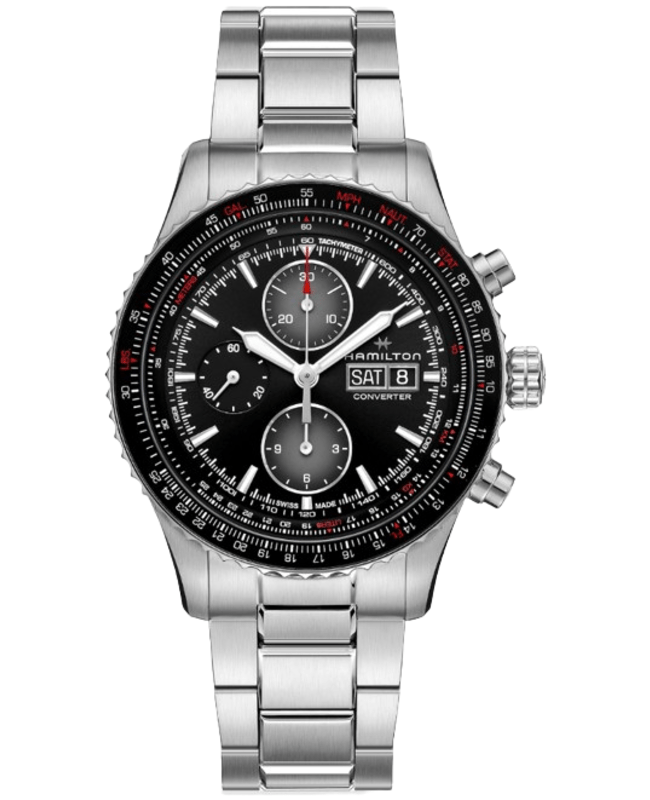 Hamilton Khaki Aviation Converter Auto Chrono Black Dial Stainless Steel Men's Watch H76726130
