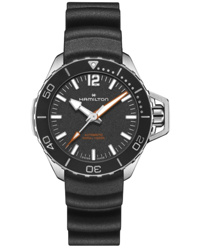 Hamilton Khaki Navy Frogman Automatic 41mm Black Dial Rubber Strap Men's Watch H77455330