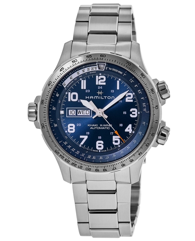 Hamilton Khaki Aviation X-Wind Day Date Auto Blue Dial Stainless Steel Men's Watch H77765141