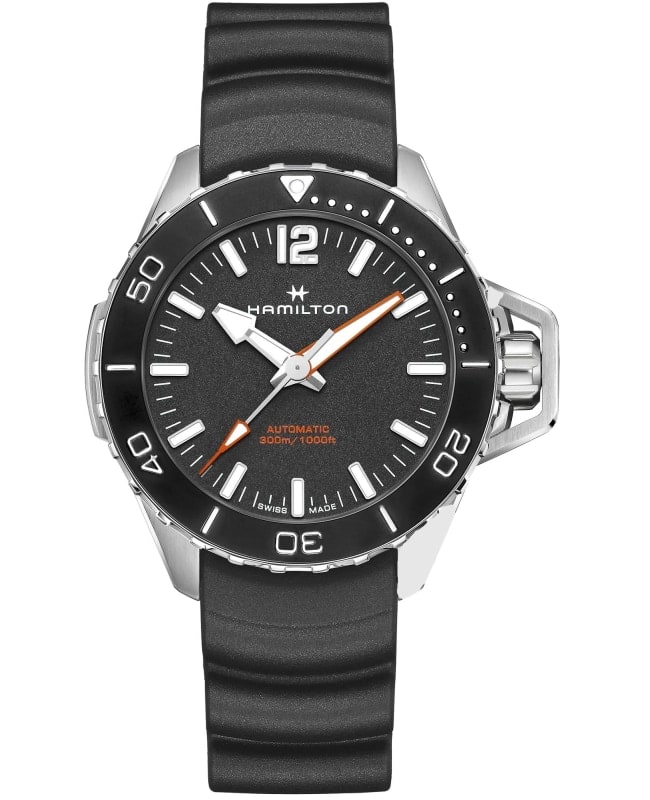 Hamilton Khaki Navy Frogman Automatic 46mm Black Dial Rubber Strap Men's Watch H77825330