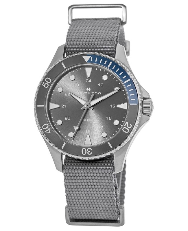 Hamilton Khaki Navy Scuba Quartz Grey Dial Fabric Strap Men's Watch H82211981