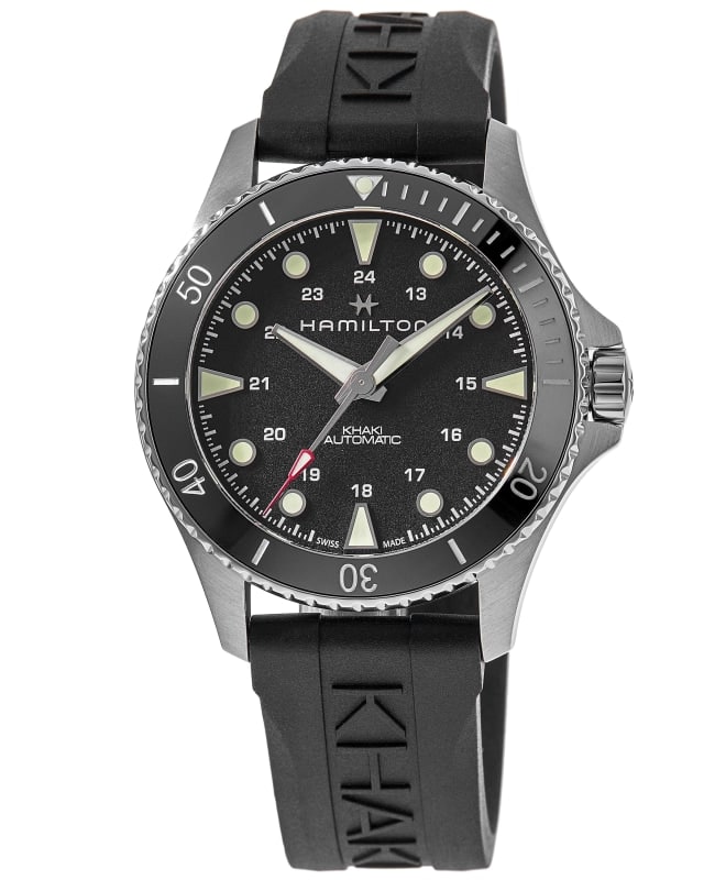 Hamilton Khaki Navy Scuba Auto Black Dial Rubber Strap Men's Watch H82515330