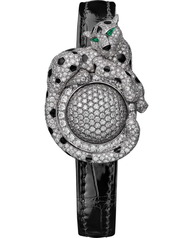 Cartier Joaillere Panthere White Gold Diamond Leather Strap Women's Watch HPI00773