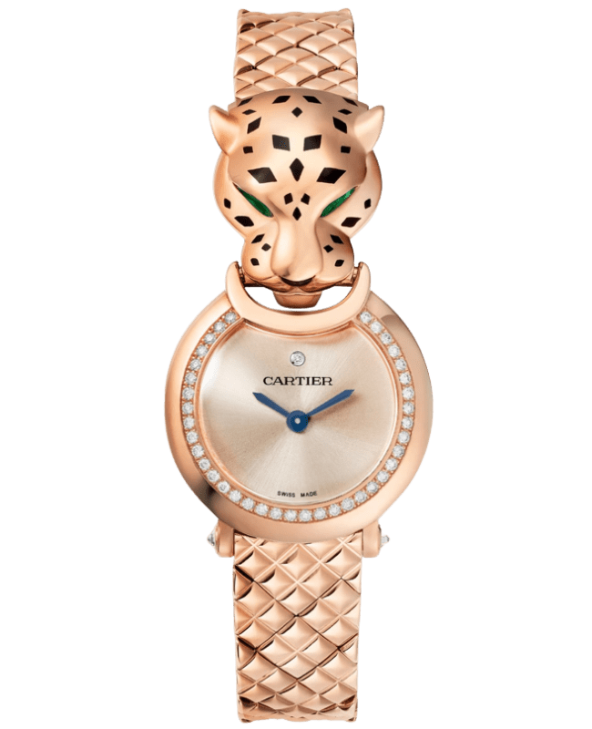 Cartier Panthere Allongee Small Pink Dial Diamond Rose Gold Women's Watch HPI01381
