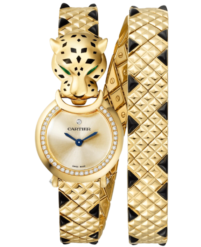 Cartier Panthere Allongee Gold Dial Diamond Yellow Gold Women's Watch HPI01382