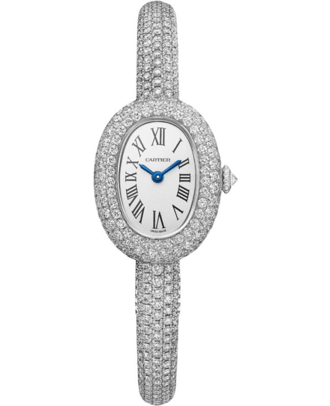 Cartier Baignoire Mini Diamond Silver Dial 18K White Gold Womens Watch HPI01822 HPI01822