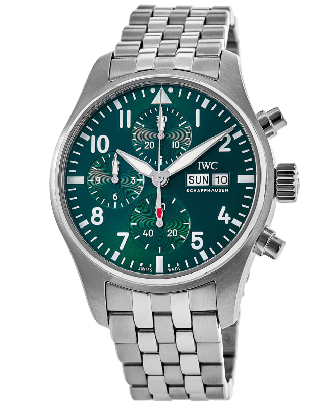 IWC Pilot's Chronograph Green Dial Steel Men's Watch IW388104
