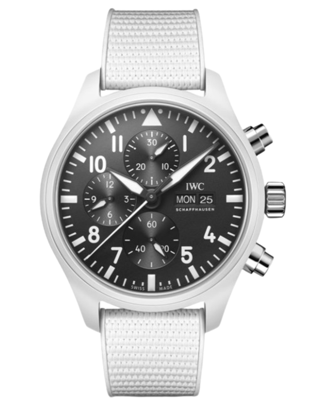 IWC Pilot's Chronograph Top Gun Lake Tahoe Automatic Black Dial White Rubber Strap Men's Watch IW389105