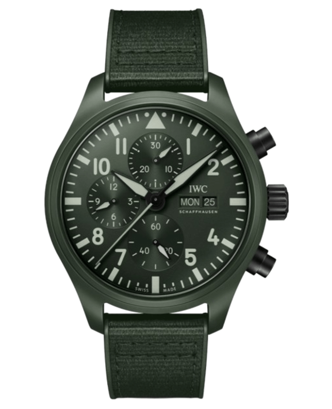 IWC Pilots Chronograph Top Gun Woodland Automatic Green Dial Rubber Strap Mens Watch IW389106 IW389106 10965$
