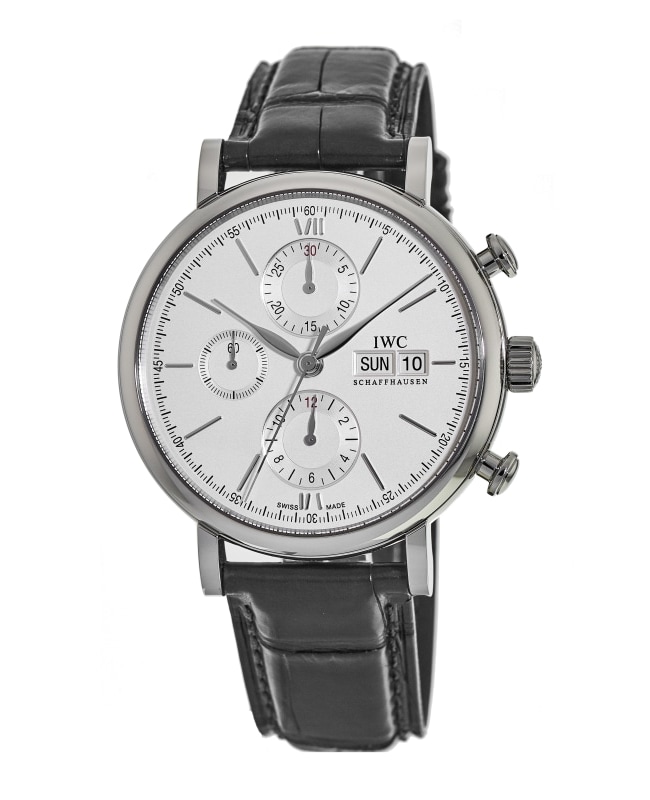 IWC Portofino Chronograph Silver Dial Brown Leather Strap Men's Watch IW391027