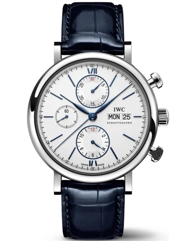 IWC Portofino Chronograph Silver Dial Leather Strap Men's Watch IW391037